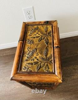 Vintage Bamboo/ wood Jewelry/Storage Box 3 Drawers 8/12/16 Inches