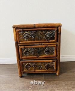 Vintage Bamboo/ wood Jewelry/Storage Box 3 Drawers 8/12/16 Inches