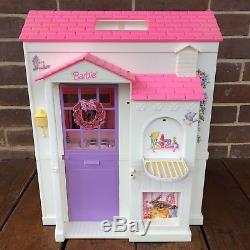 Vintage Barbie Folding Pretty House #16961 Dollhouse Mattel Pink Furniture Box