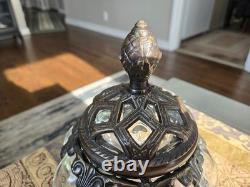 Vintage Baroque Brass Hand-Blown Bubble Glass Lidded Box / Apothecary Jar