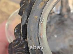 Vintage Baroque Brass Hand-Blown Bubble Glass Lidded Box / Apothecary Jar