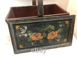 Vintage Basket Chinese Wedding Rice Basket Hand Painted Asian Box with handle