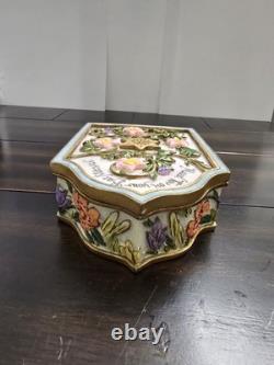 Vintage Batmitzvah Trinket Box Keepsake Floral Velvet Lining