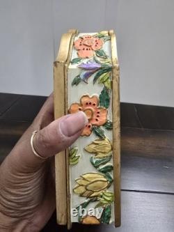 Vintage Batmitzvah Trinket Box Keepsake Floral Velvet Lining