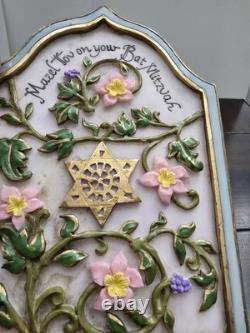 Vintage Batmitzvah Trinket Box Keepsake Floral Velvet Lining