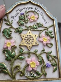 Vintage Batmitzvah Trinket Box Keepsake Floral Velvet Lining