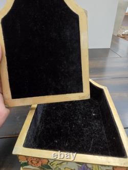 Vintage Batmitzvah Trinket Box Keepsake Floral Velvet Lining