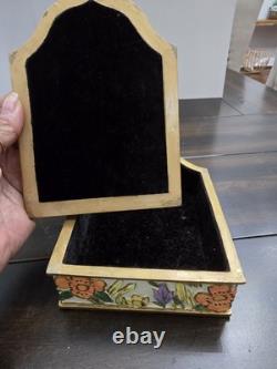 Vintage Batmitzvah Trinket Box Keepsake Floral Velvet Lining