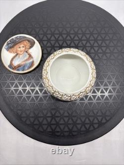 Vintage Bavaria Germany 22 KT Gold Plated Hand Painted Portrait Trinket Box