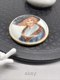 Vintage Bavaria Germany 22 KT Gold Plated Hand Painted Portrait Trinket Box
