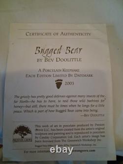 Vintage Bev Dolittle Bugged Bear Trinket Box COA 2003