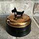 Vintage Black And Butterscotch Bake Light Trinket Box With Copper Lid And Scotty
