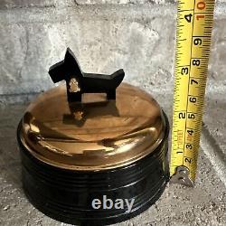 Vintage Black And Butterscotch Bake Light Trinket Box With copper lid and Scotty