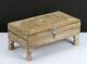 Vintage Boho Natural Finish Antique Wooden Keepsake Storage Box Brass Accents