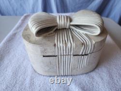 Vintage Boho tessellated stone and reed decorative box with a bow
