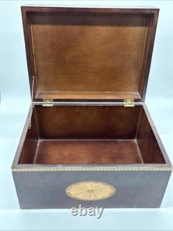 Vintage Bombay Company Mahogany Inlaid Storage Jewelry/ Letter Box