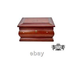 Vintage Bombe' Shaped Cherry Jewelry Box WithMother of Pearl Inlay