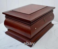 Vintage Bombe' Shaped Cherry Jewelry Box WithMother of Pearl Inlay