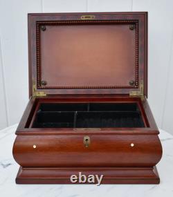 Vintage Bombe' Shaped Cherry Jewelry Box WithMother of Pearl Inlay