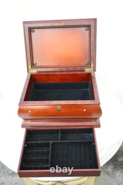 Vintage Bombe' Shaped Cherry Jewelry Box WithMother of Pearl Inlay