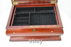 Vintage Bombe' Shaped Cherry Jewelry Box WithMother of Pearl Inlay