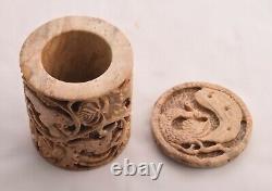 Vintage Box Stone Decorative Storage Box Handmade Animal Carving Design Box Gift