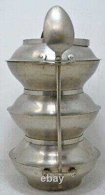 Vintage Brass 3 Bowl Travelling Tiffin Food Box Original Old Hand Crafted