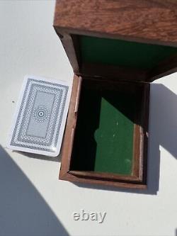 Vintage Brass And Wooden playing card Game Box