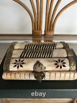 Vintage Brass & Bone Trinket Box (Rare)