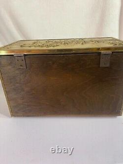Vintage Brass Fireside Box, Brass Storage Chest, Horses Coach Carriage