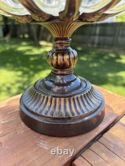 Vintage Brass & Hand Blown Bubble Glass Lidded Dome Caged Apothecary Jar