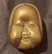 Vintage Brass Happy Buddha Face Trinket Box With Red Lining