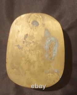 Vintage Brass Happy Buddha Face Trinket Box With Red Lining