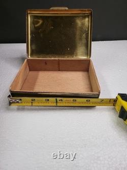 Vintage Brass Hinged Lid Mens Dresser Trinket Box with Wood Lining