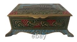 Vintage Brass Inlaid Greece Parthenon Trinket Box Desktop Box Hinged Lid