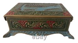 Vintage Brass Inlaid Greece Parthenon Trinket Box Desktop Box Hinged Lid