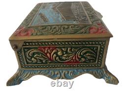 Vintage Brass Inlaid Greece Parthenon Trinket Box Desktop Box Hinged Lid