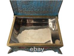 Vintage Brass Inlaid Greece Parthenon Trinket Box Desktop Box Hinged Lid