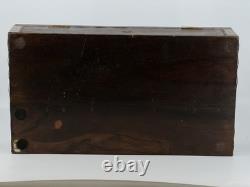 Vintage Brass Inlaid Wooden Storage Box Decorative Chest with Lattice Design