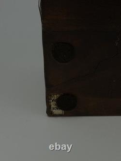 Vintage Brass Inlaid Wooden Storage Box Decorative Chest with Lattice Design
