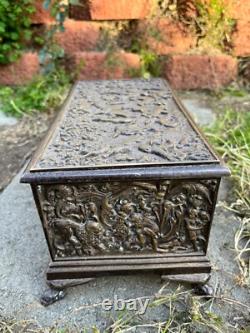 Vintage Brass Reposed Trinket Box Keep Sake