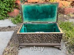 Vintage Brass Reposed Trinket Box Keep Sake