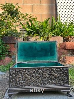 Vintage Brass Reposed Trinket Box Keep Sake