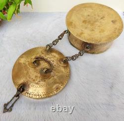 Vintage Brass Royal Jewelry Box With Delicate Carving, Chain, Latch and Handle Z5