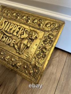 Vintage Brass Slipper Box With Dog -Antique 1920's