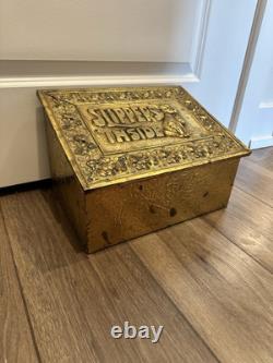 Vintage Brass Slipper Box With Dog -Antique 1920's