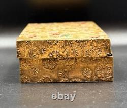 Vintage Brass Trinket Box Gold Wash Floral Engraved Jewelry Box Old