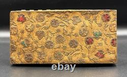Vintage Brass Trinket Box Gold Wash Floral Engraved Jewelry Box Old