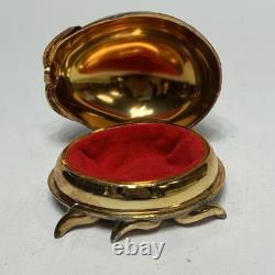Vintage Brass and Enamel Japanese Ladybug Trinket Pill Jewelry Box RARE