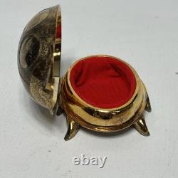 Vintage Brass and Enamel Japanese Ladybug Trinket Pill Jewelry Box RARE